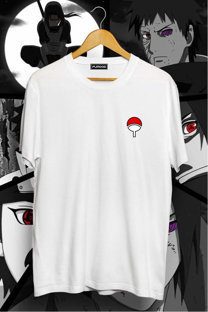  Itachi, Obito Saske Madara & Sharingan Naruto Baskılı Oversize Sharingan Beyaz T-shirt