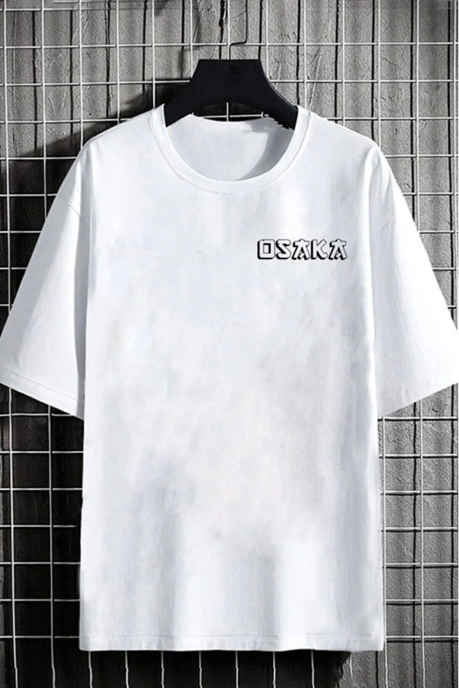  Unisex Osaka Japon Baskılı Oversize Beyaz Tshirt
