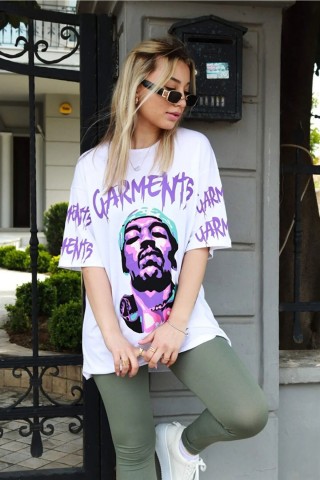  Carments Wiz Khalifa Tasarımlı Unisex Beyaz T-shirt