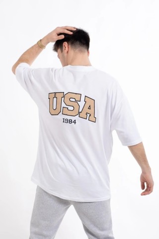 Beyaz Usa 1984 Tasarımlı Unisex T-shirt