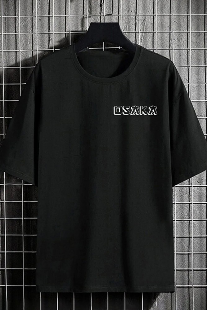  Unisex Osaka Japon Baskılı Oversize Siyah Tshirt