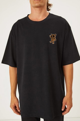 Dead Bear Baskılı Oversize Pamuk Kaliteli Siyah T-shirt