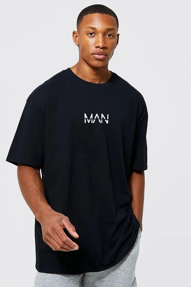 Man Tasarımlı Unisex Siyah T-shirt 