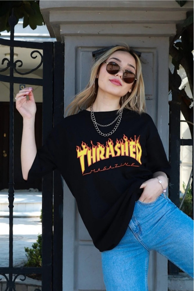 Trasher Magazine Tasarımlı Unisex Siyah T-shirt