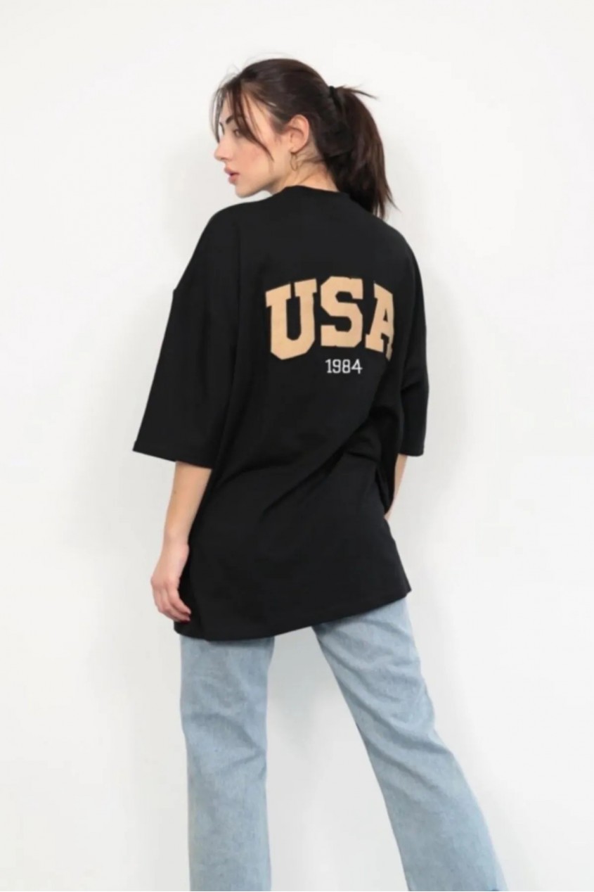 Siyah Usa 1984 Tasarımlı Unisex T-shirt