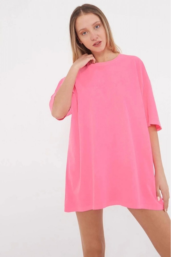 Pembe Oversize Basic T-shirt