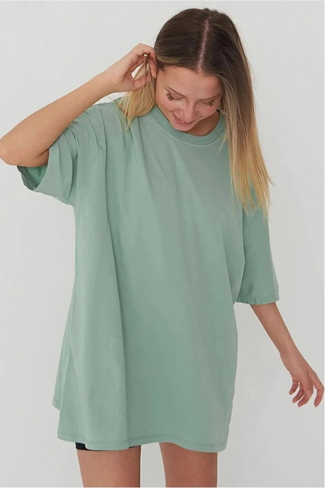 Su Yeşili Oversize Basic T-shirt