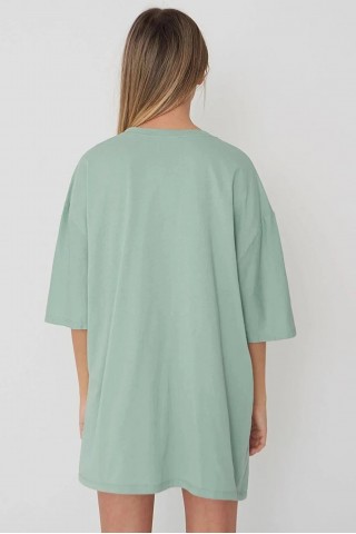 Su Yeşili Oversize Basic T-shirt