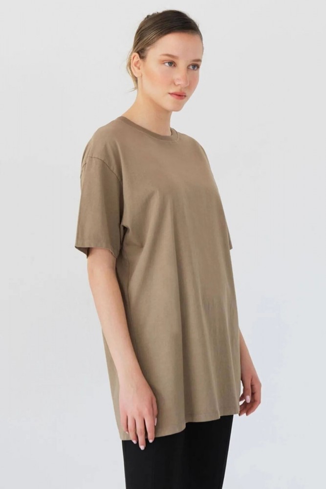 Açık Kahverengi Oversize Basic T-shirt
