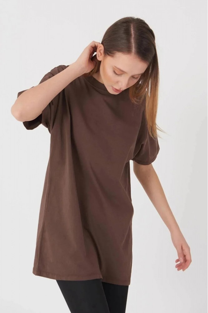  Kahverengi Oversize Basic T-shirt