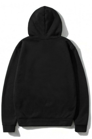 3 Iplik Polarlı Kapüşonlu Oversize Kalıp Hoodie Lovex Tasarımlı Unisex Siyah Sweatshirt 