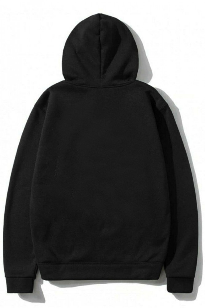 Siyah Oversize Lucky Tasarımlı Unisex Kapüşonlu Sweatshirt