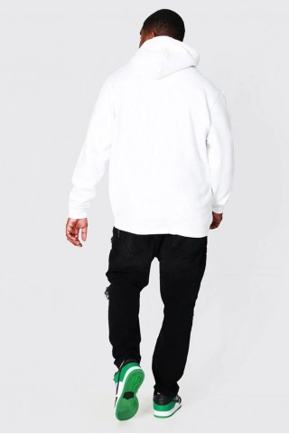 3 Iplik Kapüşonlu Oversize Kalıp Hoodie Man Tasarımlı Unisex Beyaz Sweaetshirt
