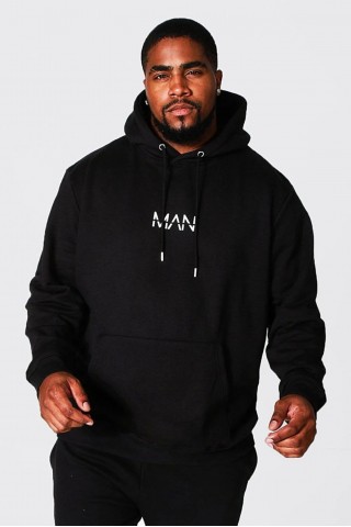 3 Iplik Kapüşonlu Oversize Kalıp Hoodie Man Tasarımlı Unisex Siyah Sweaetshirt