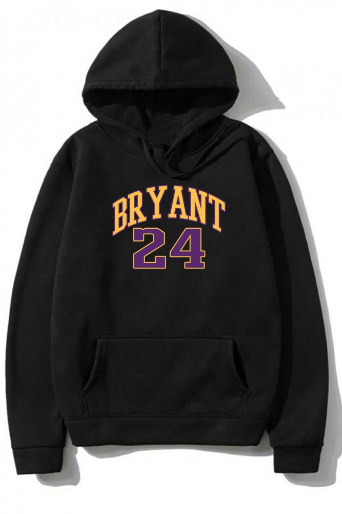 Siyah Oversize Bryant 24 Tasarımlı Unisex Kapüşonlu Sweatshirt