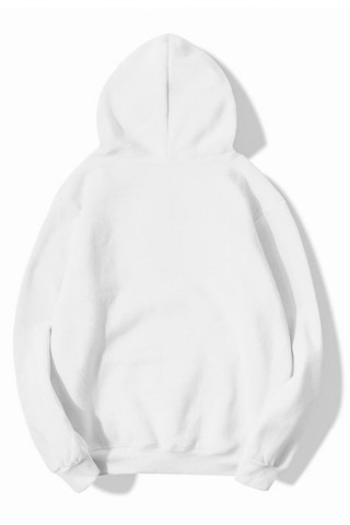 Beyaz Oversize N.Y.C. Tasarımlı Unisex Kapüşonlu Sweatshirt