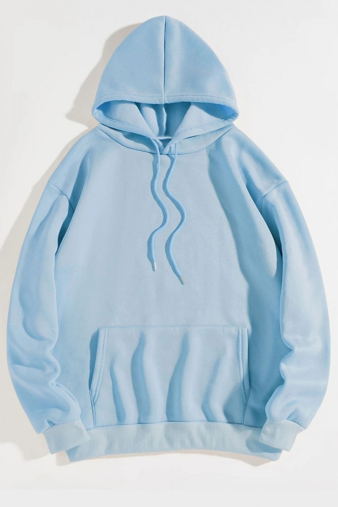 Bebe Mavisi 3 Iplik Kapüşonlu Oversize Kalıp Hoodie Have A Good Day Tasarımlı Unisex Sweatshirt