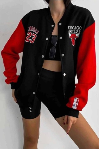Chicago Bulls Baskılı Kolej Ceket  Chicago Bulls Baskılı Kolej Ceket
