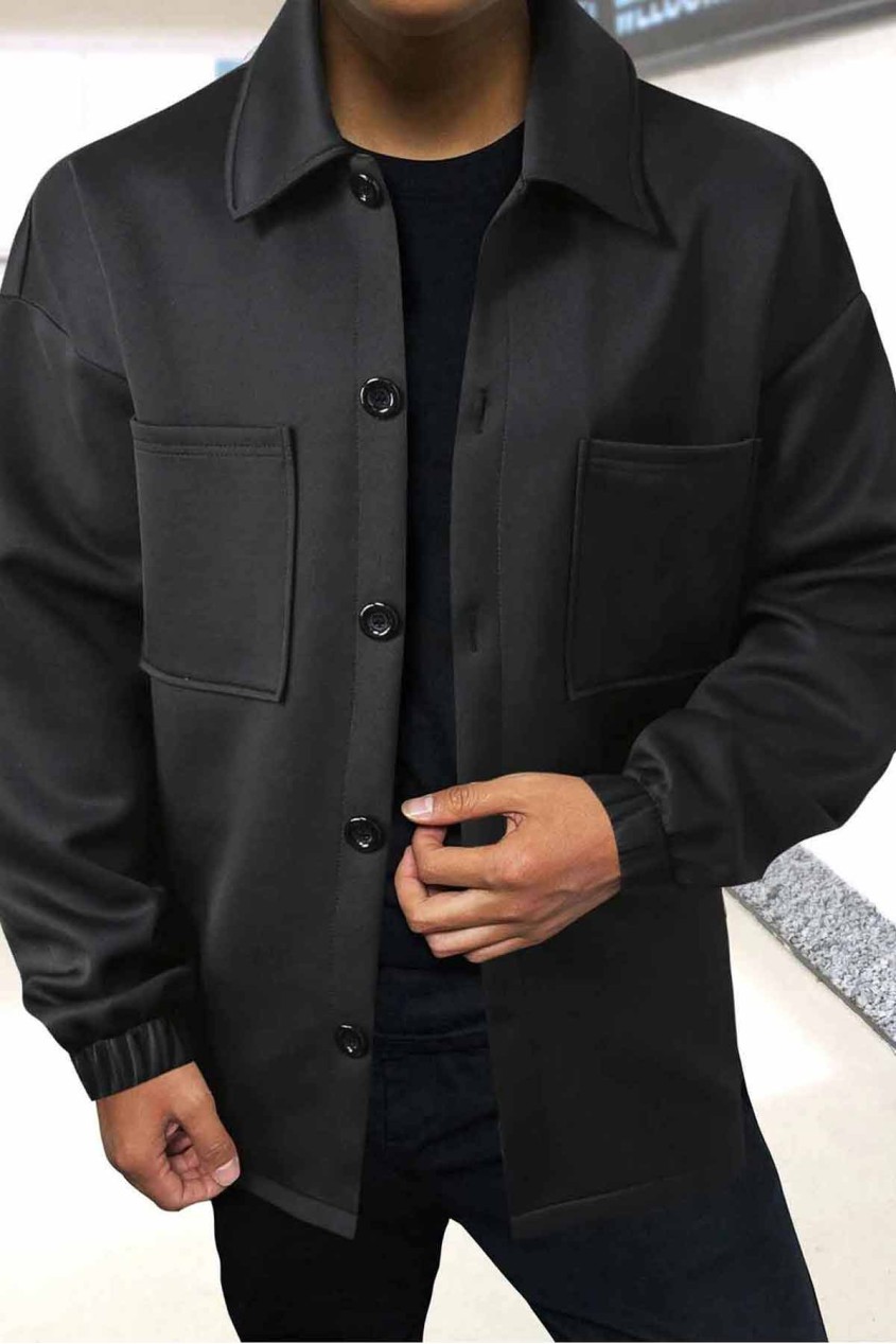 3 İplik Cep Detaylı Düğmeli Gömlek Ceket  3 İplik Cep Detaylı Düğmeli Gömlek Ceket