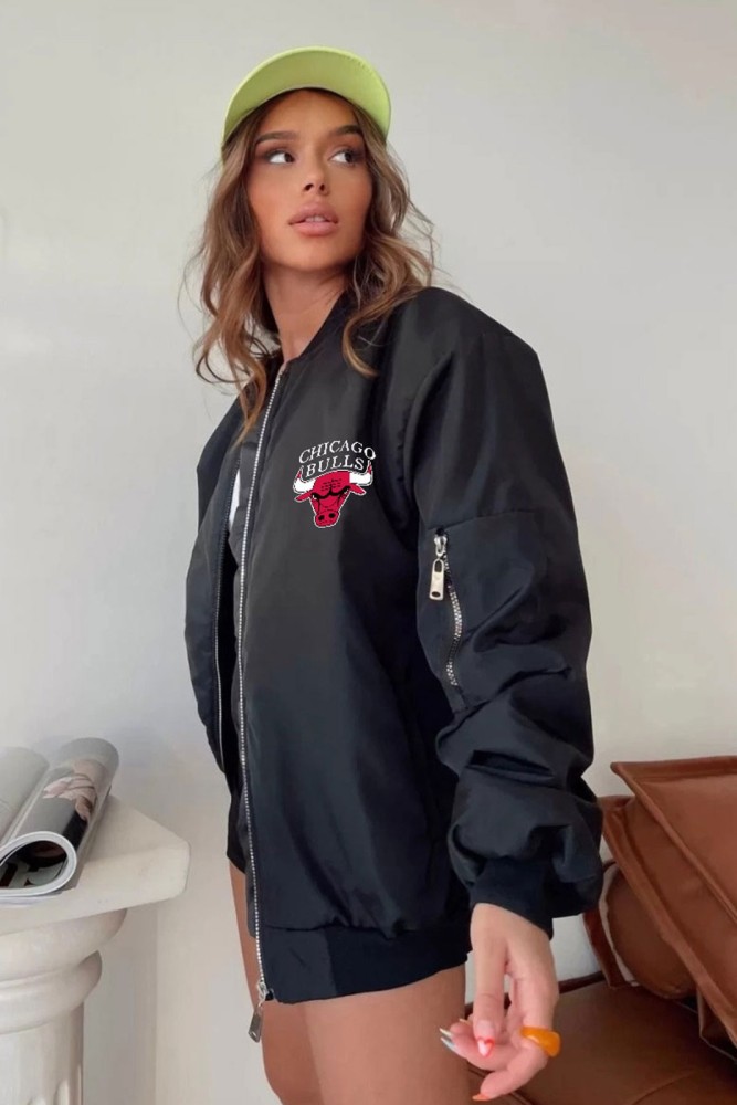 Oversize Chıcago Bulls Nakışlı Ekstra Kalın Kumaş Bomber Ceket