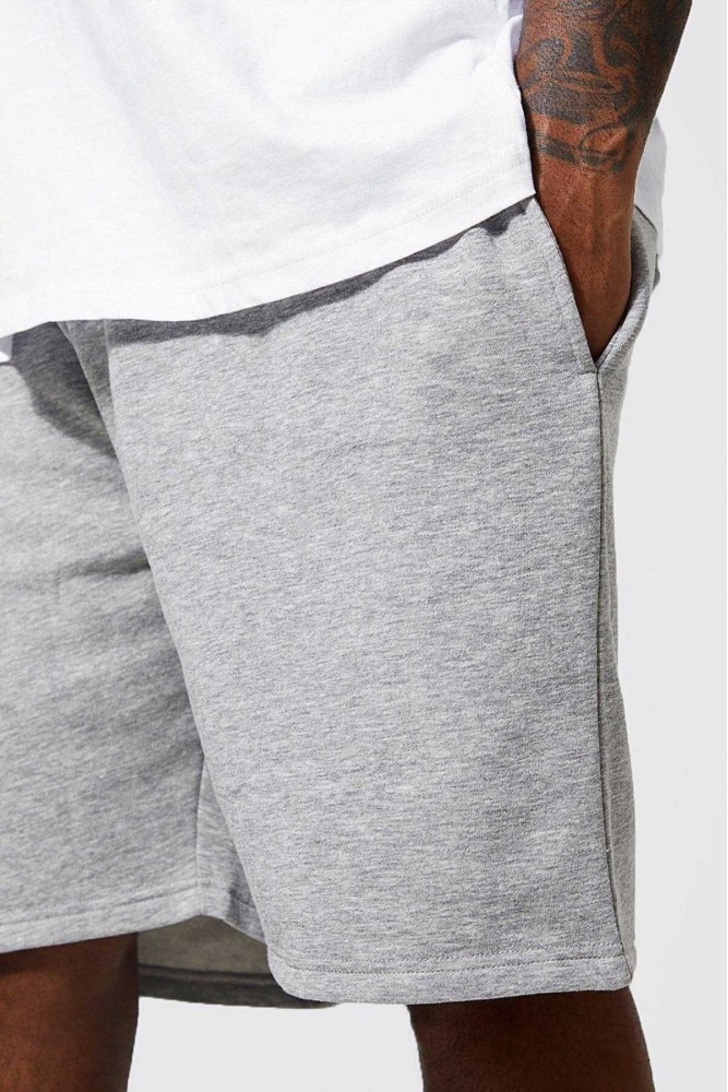Gri %100 Pamuk Spor Unısex Düz 2 Iplik Kardon Şort