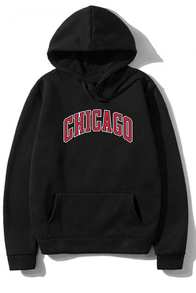 Oversize Chicago Baskılı Unisex Kapüşonlu Hoodie Oversize Chicago Baskılı Unisex Kapüşonlu Hoodie