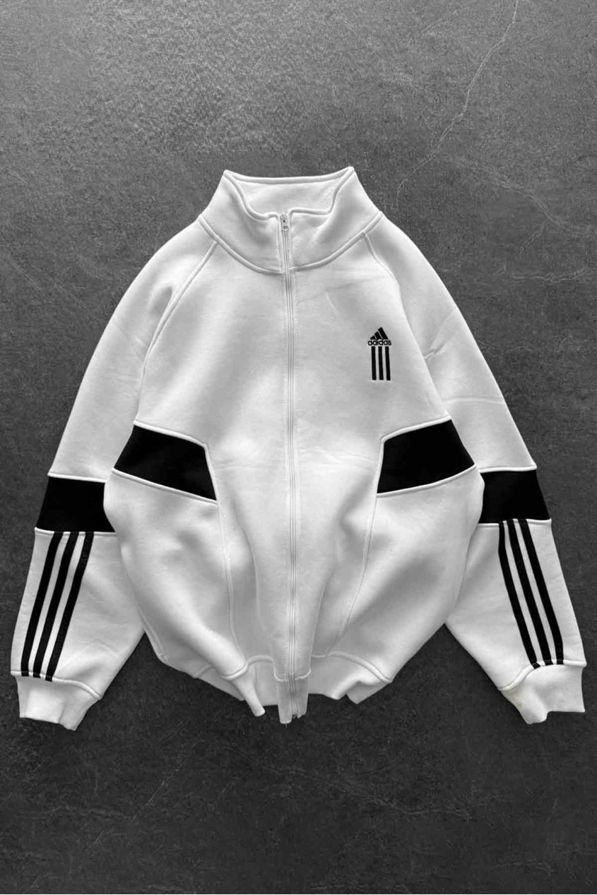 Unisex Oversize Şardonlu Baskılı Beyaz Hırka Unisex Oversize Şardonlu Baskılı Beyaz Hırka