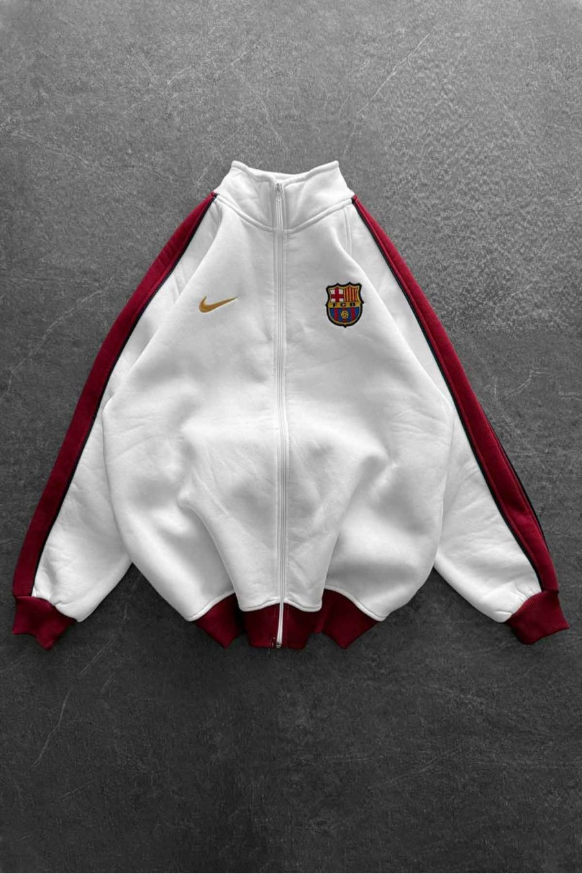 Unisex Oversize Şardonlu Baskılı Beyaz Hırka Unisex Oversize Şardonlu Baskılı Beyaz Hırka