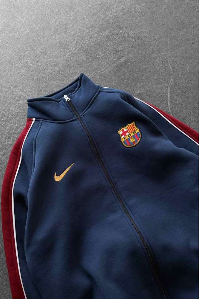 Unisex Oversize Şardonlu Baskılı Lacivert Hırka