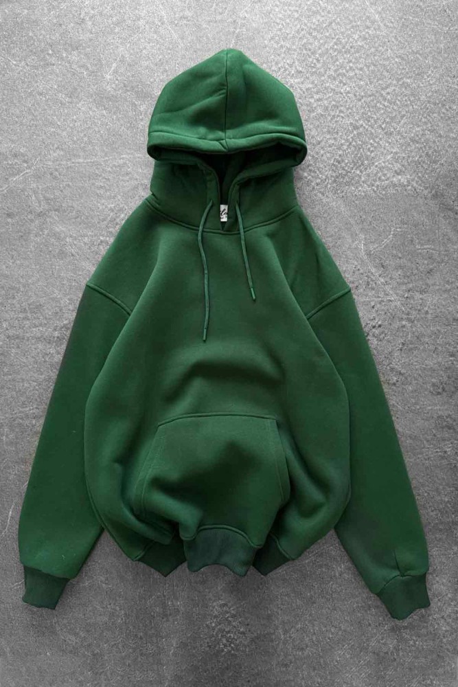 Unisex Oversize Şardonlu Yeşil Kapüşonlu Sweatshirt Unisex Oversize Şardonlu Yeşil Kapüşonlu Sweatshirt