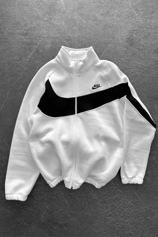 Unisex Oversize Şardonlu Baskılı Beyaz Hırka Unisex Oversize Şardonlu Baskılı Beyaz Hırka