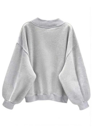 Oversize V Yaka Michigan Baskı Desenli Sweatshirt Oversize V Yaka Michigan Baskı Desenli Sweatshirt