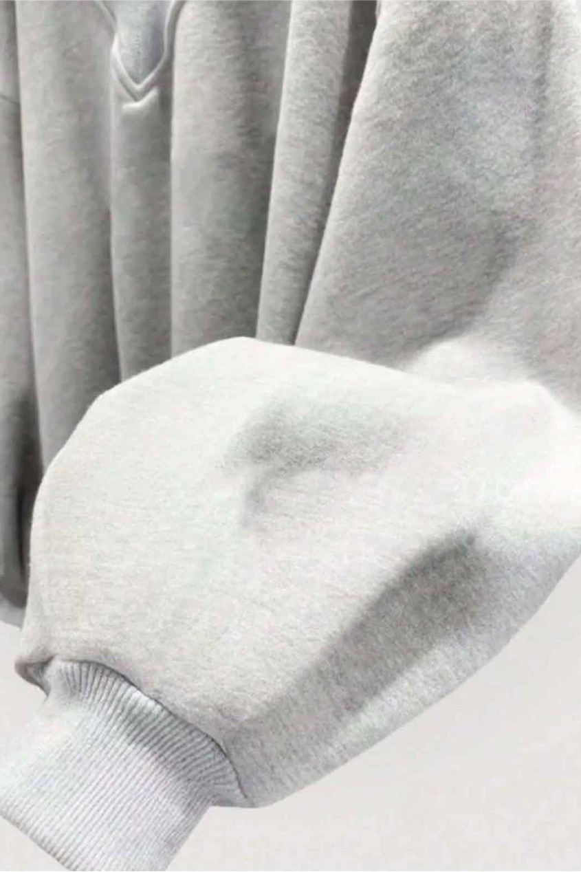 Oversize Gri V Yaka Düz Sweatshirt Oversize Gri V Yaka Düz Sweatshirt
