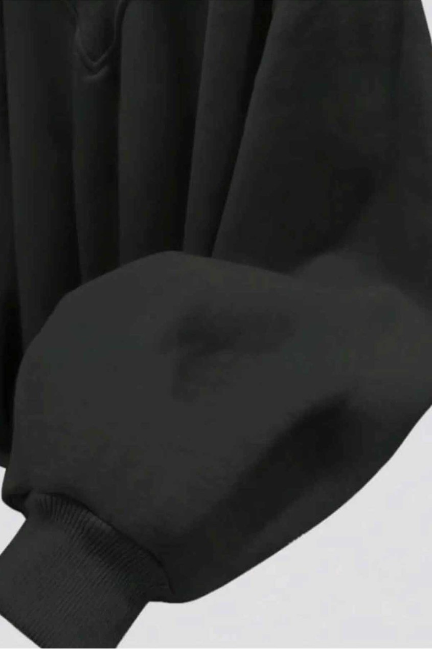 Oversize Siyah V Yaka Düz Sweatshirt Oversize Siyah V Yaka Düz Sweatshirt