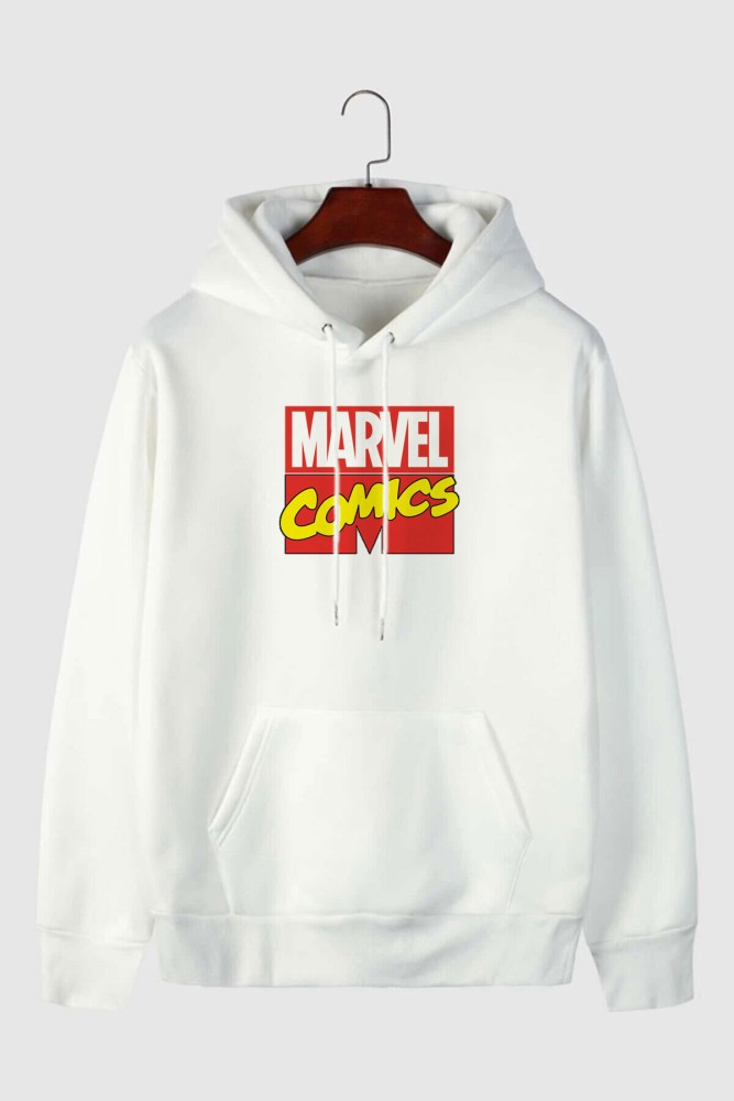 Beyaz Marvel Baskılı Oversize Unisex Kapüşonlu Hoodie Beyaz Marvel Baskılı Oversize Unisex Kapüşonlu Hoodie