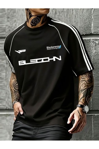 Siyah Oversize Omuz Şeritli Arabiyeli Blackenergy Baskılı Bisiklet Yaka Penye T-Shirt Siyah Oversize Omuz Şeritli Arabiyeli Blackenergy Baskılı Bisiklet Yaka Penye T-Shirt