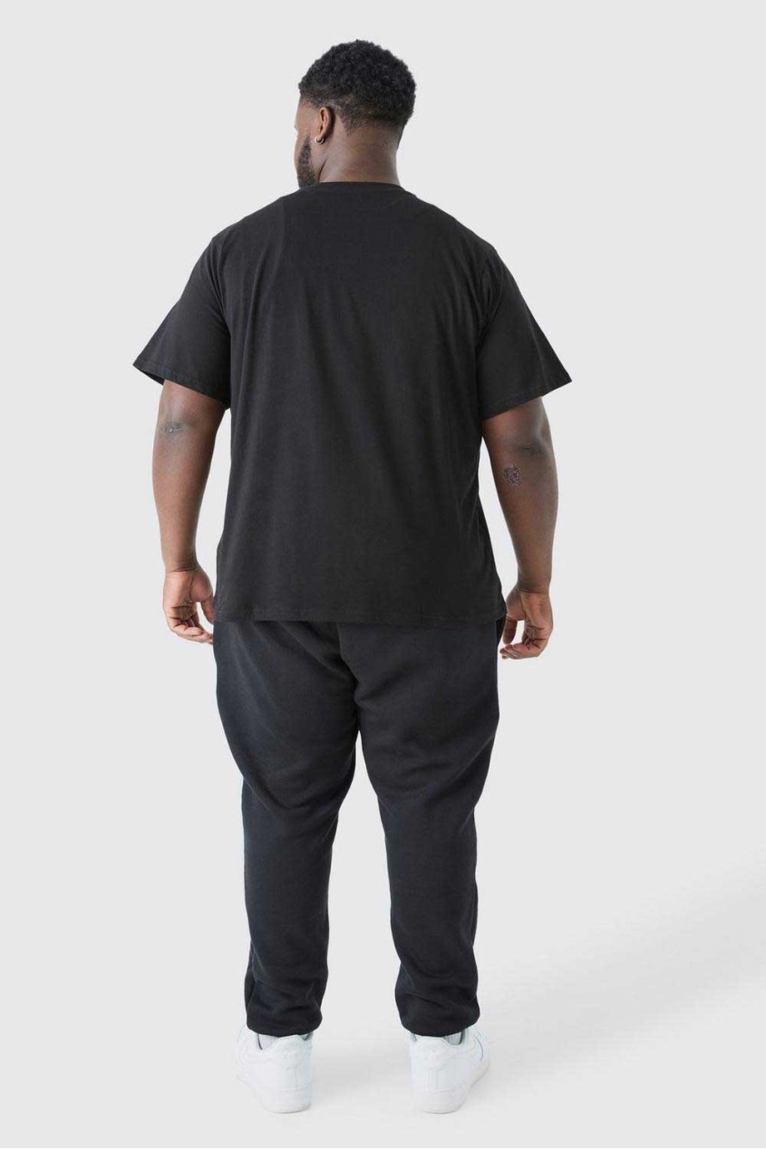Siyah Oversize Man Kalıp Baskılı Basic T-shirt