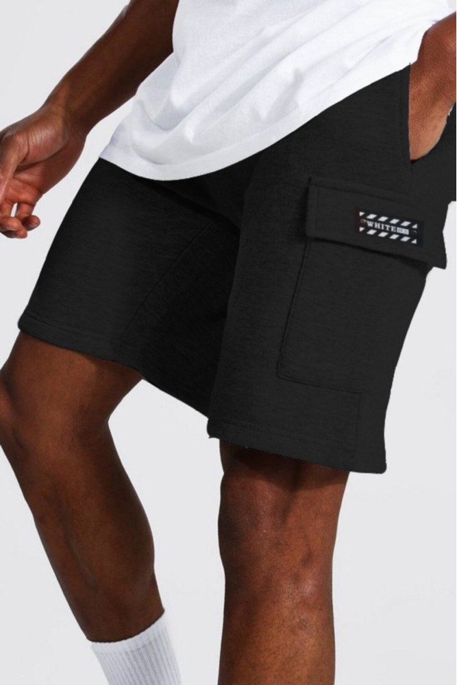Siyah White Off Kargo Cepli Bermuda Şort