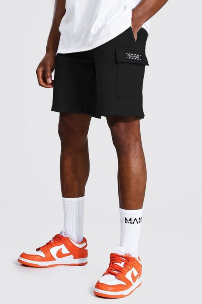 Siyah White Off Kargo Cepli Bermuda Şort